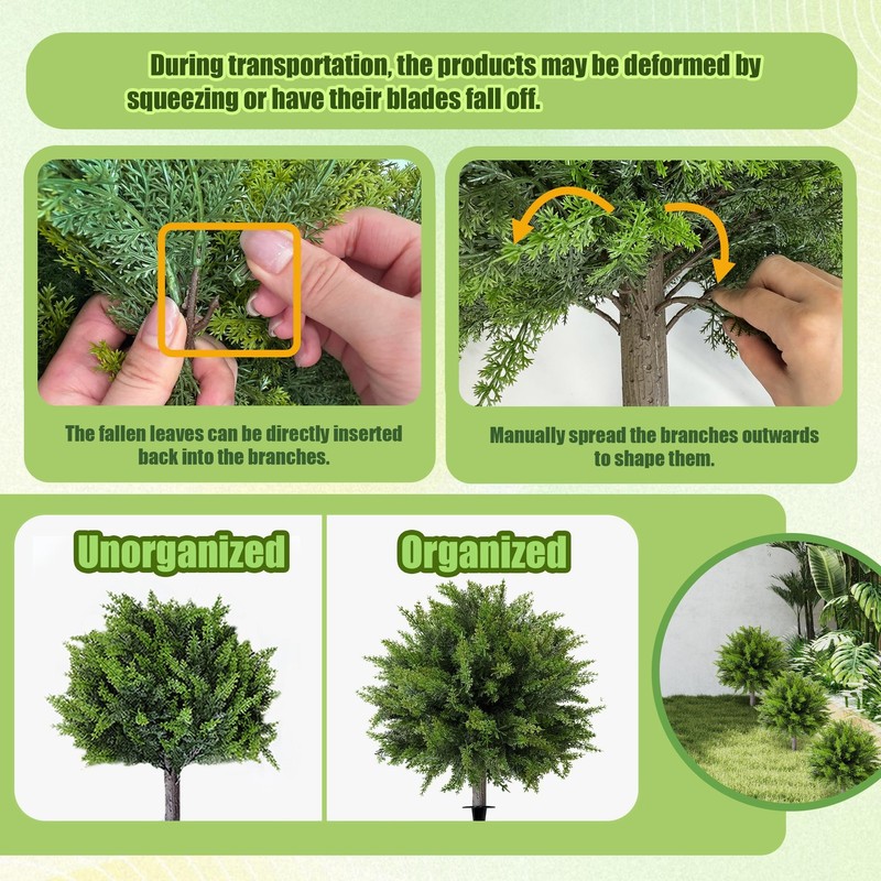 Dopgib Artificial Cedar Topiary Ball Tree Ground Spike 23 Inch 2 Pack Uv gallery