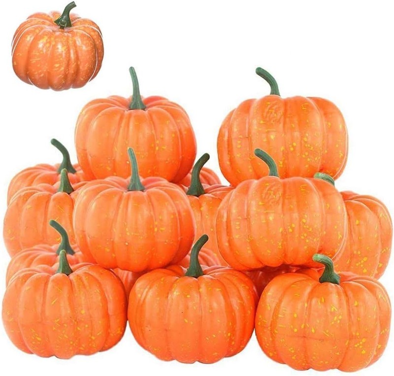 12 Pcs Mini Artificial Pumpkins, Fall Harvest Simulat Pumpkins