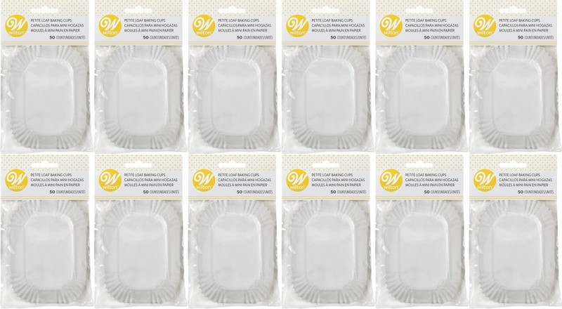 Wilton 50-Count White Petite Loaf Baking Cups, 3 ¼ x 2 Inches (12-Pack)