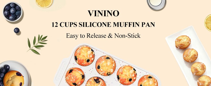 2-Pack Silicone Muffin Pan for Baking with Metal Reinforced Frame, 12 Cups gallery