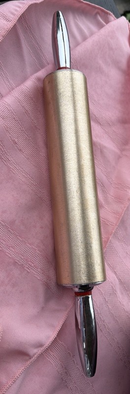 Vintage Metal Rolling Pin with Chrome Handles Sturdy Metal Handled Rolling Pin