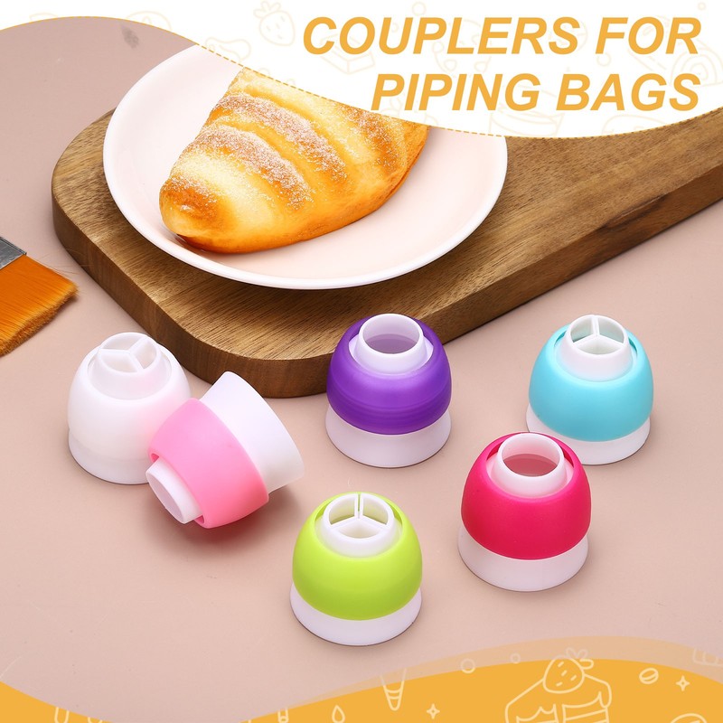 4 Pcs Piping Tip Coupler, Plastic 3 and 1 Color Couplers Piping Bag, Pink gallery