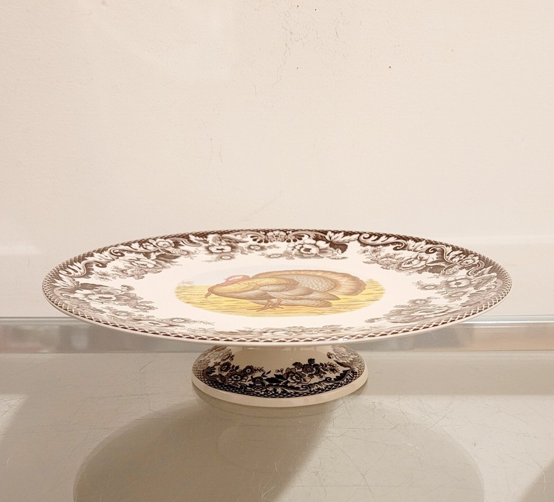 Spode Woodland Cake Stand 10.75″ Fall Thanksgiving NEW