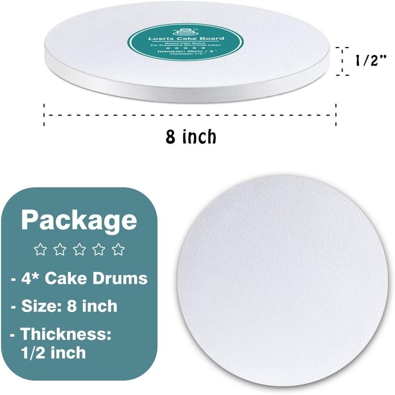 Elegant 1/2 Inch Thick Round Cake Boards - Set of 4 for Wedding & Parties! gallery