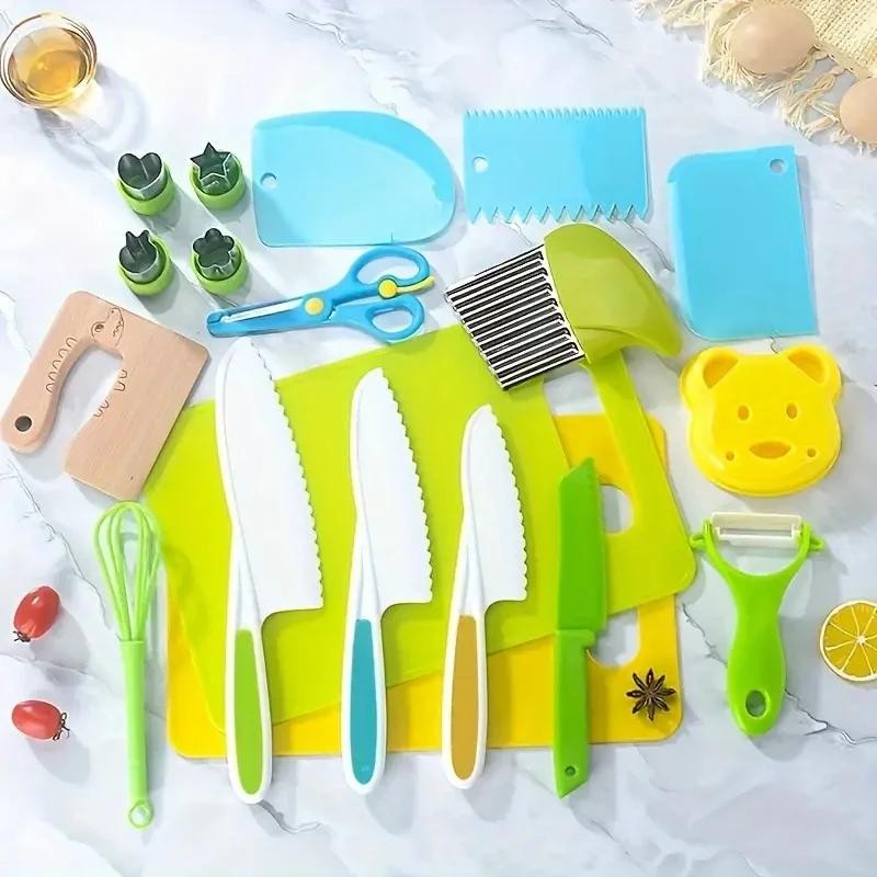 Kids Cooking Cutter Set Plastic Knife Toddler Safe Fruit Cake Diy Kitchen Tools gallery