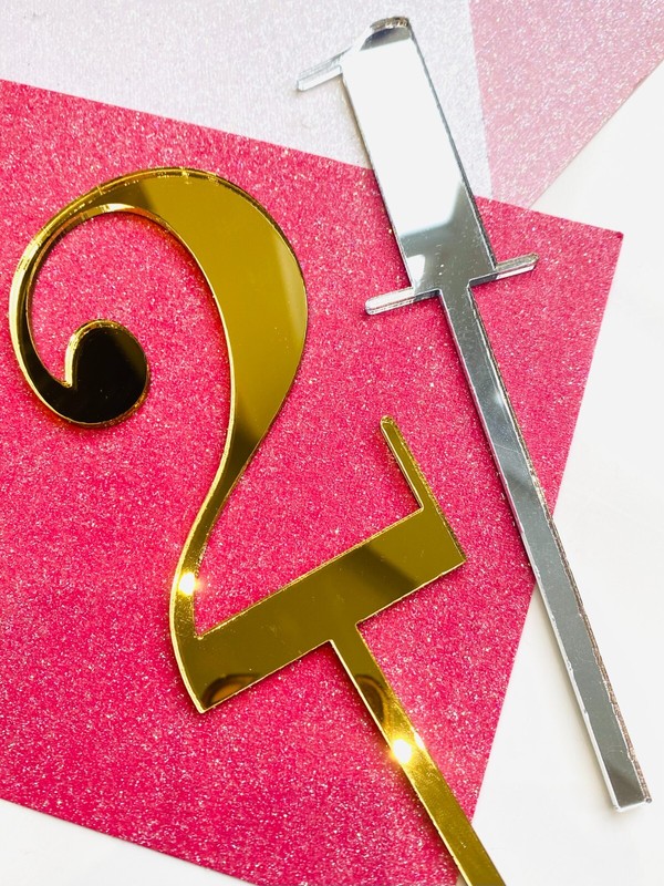 Birthday Anniversary Acrylic Number Cake Topper Personalise Various Sizes