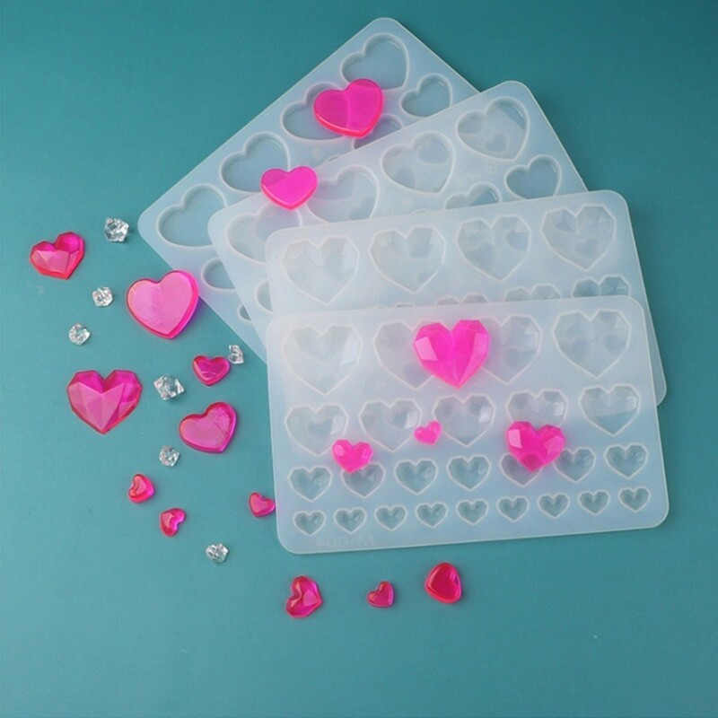 2Pcs DIY Diamonds Love Keychain Silicone Epoxy Molds DIY Ornaments Pendant Mould