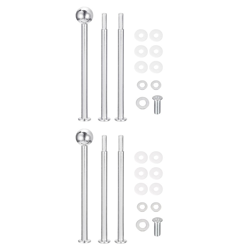 2 Set 3-Tier Cupcake Stand Hardware Fittings for Cake Stand Round Beads Silver