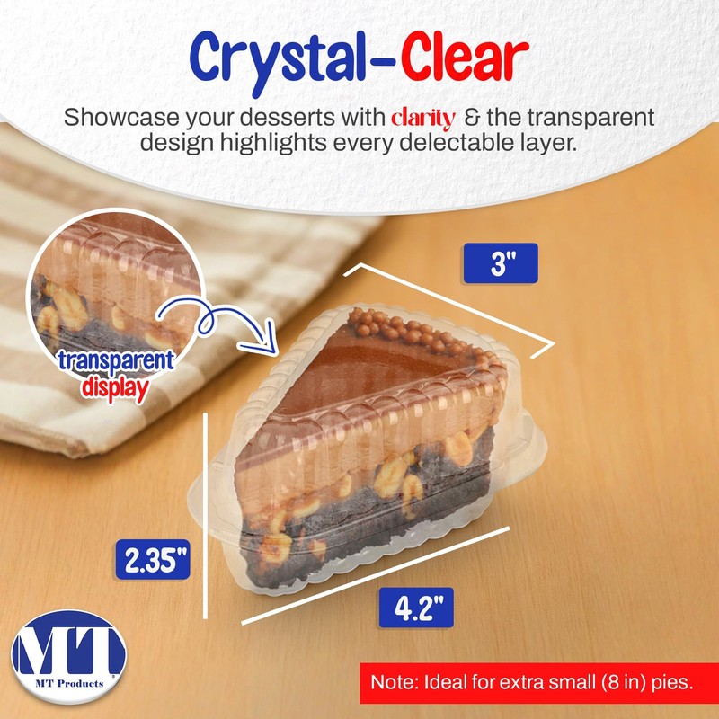 MT Products Individual Single Slice Pie & Cake Containers - Clear Plastic gallery
