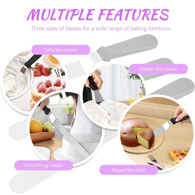Cake Stand Rotating Turntable kit with Reusable Piping Bag and Piping Tips,Of... gallery
