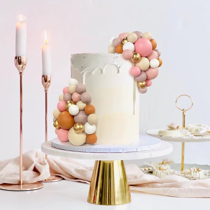 56PCS Ball Cake Picks Apricot Foam Ball Cake Topper Pearl Balls gallery