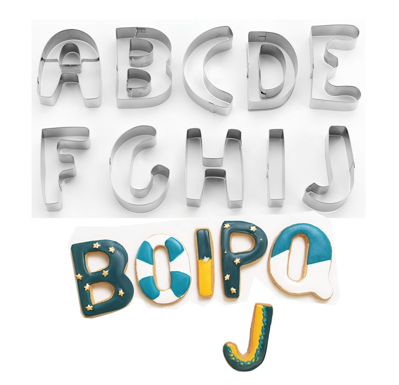 26-Piece Large Alphabet Cookie Cutter Set (A – Z), Stainless Steel Decorating…
