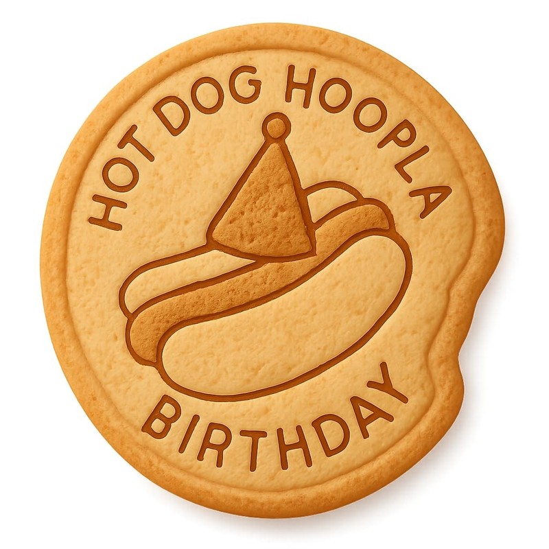 Hot Dog Hoopla Birthday Cookie Cutter & Stamp, Fondant & Clay – 4×3.8