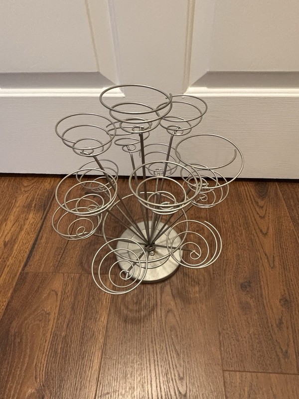 3-Tier Metal Cupcake Stand/Holder, Silver Round Matte Finish Contemporary gallery