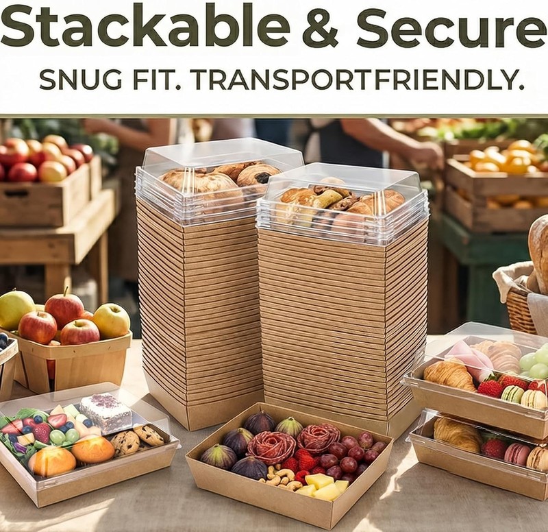 50 Pack Charcuterie Boxes with Clear Lids, 7x5 Inch Bakery Dessert Sandwich ,... gallery
