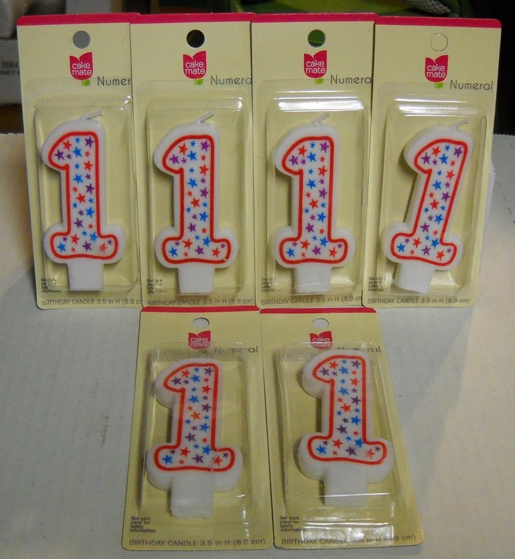 Box of 6, Cake Mate, Number 1, 3.5″ High Birthday Candles, BRAND NEW
