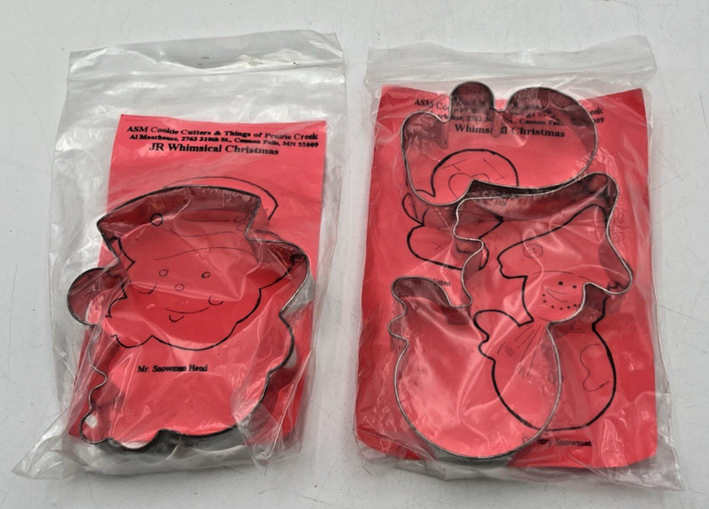 ASM AL MOORHOUSE STAMPED COOKIE CUTTERS MR. SNOWMAN HEAD COUNTRY SNOWMAN MITTEN