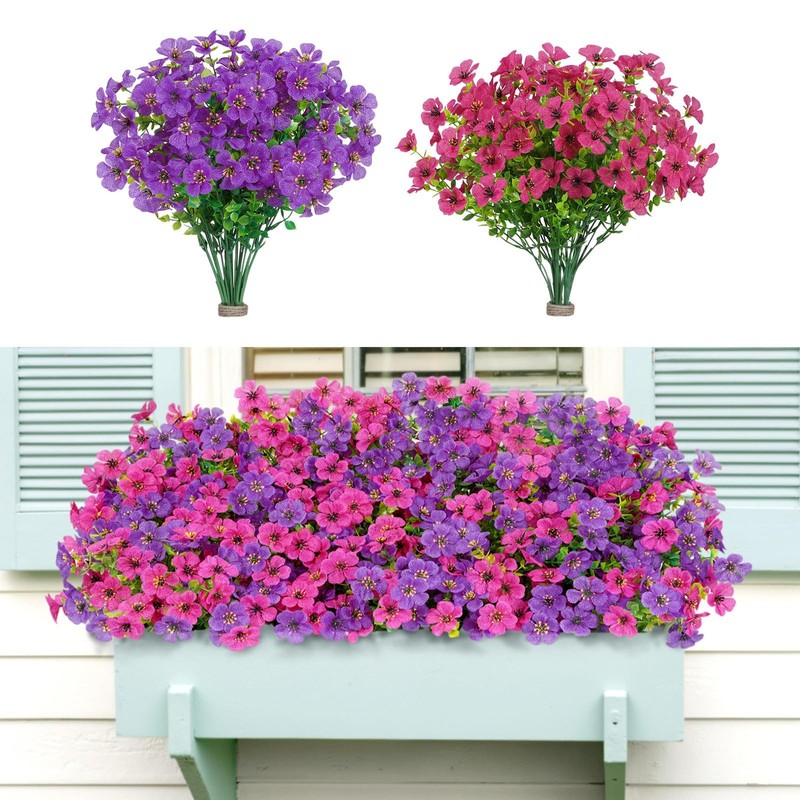 Lifewit Artificial Flowers for 13.4''L x 5.1''W x 5.1''H, Fuchsia & Purple
