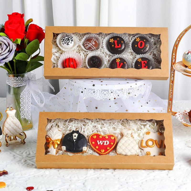 15 PCS 12x5x1.5-inch White Bakery Boxes with Window for Cookies Truffles gallery