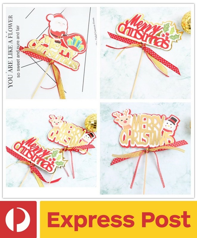 Merry Christmas Santa Reindeer Tree Cake Toppers Christmas Party Decorations