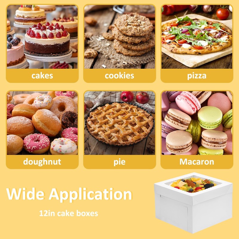 30 Pack Cake Boxes 12 Inch with Cake Boards (15 Boxes & 15 Boards), 12x12x8 I... gallery