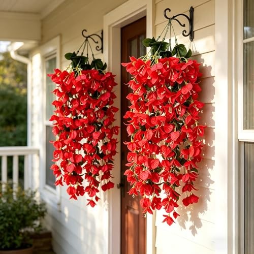 Faux Bougainvillea Artificial Flowers Plants for Outdoor Outside 1pcs Red gallery