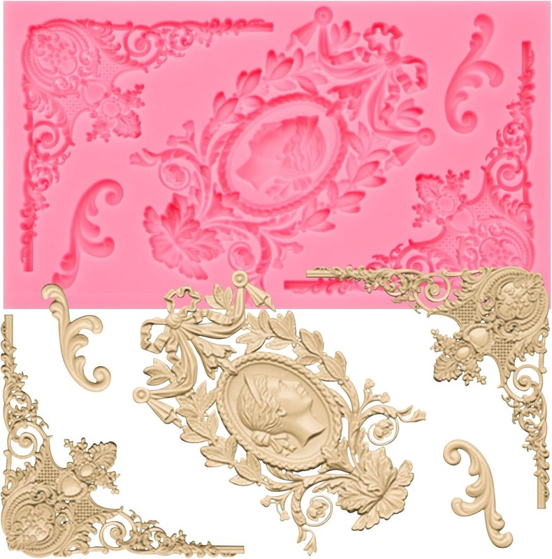 “Vintage Baroque Frame Silicone Mold, Victorian Ornate Corner Decorative Mold “