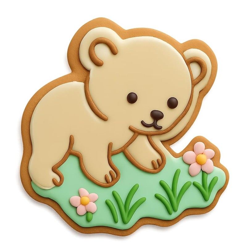 Curious Bear in Meadow Cookie Cutter & Stamp - 4x3.5 Fun Kitchen Baking gallery