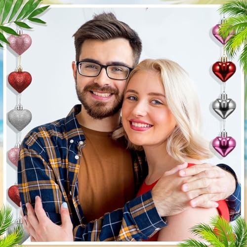 72 Pcs Easter Ornaments for Tree Valentines Day Tree Plastic Glitter Style gallery