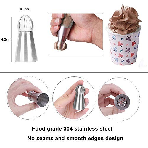 8 PCS Russian Piping Tips Set, BravOne Stainless Steel Russian Piping Ball gallery
