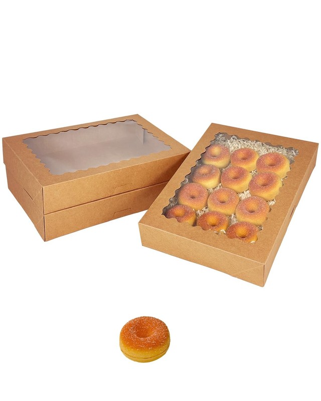 24 PCS AutoPop Up Brown Cookie Box Window 14x10x2.5" Bakery Pastry Macaron gallery
