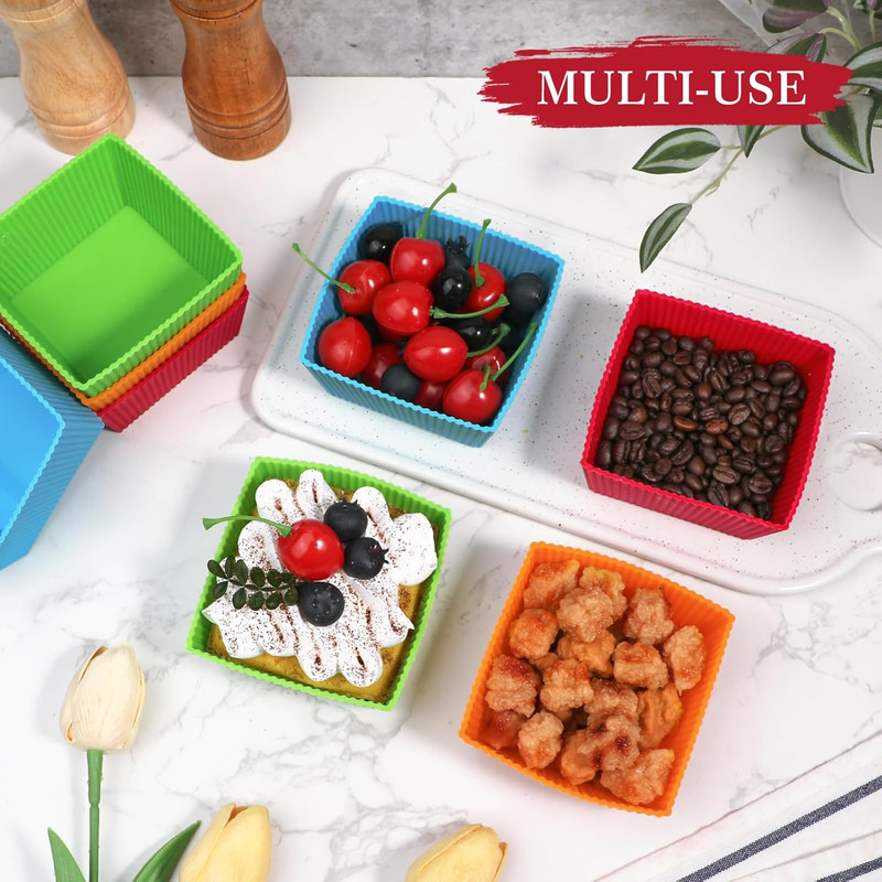 3.5 Inch Jumbo Baking Cups Reusable Silicone Square Cupcake Liners Non-stick Muf gallery