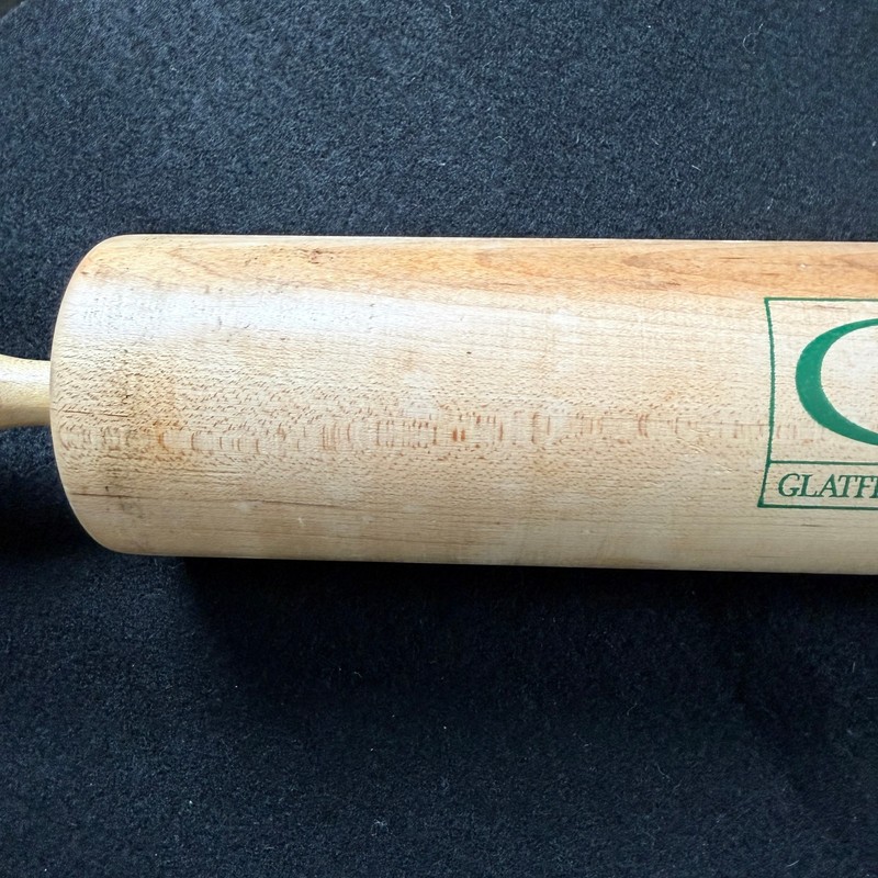 Vtg Advertising Glatfelter Paper Company Solid Wood 21 in Long Wood Rolling Pin gallery