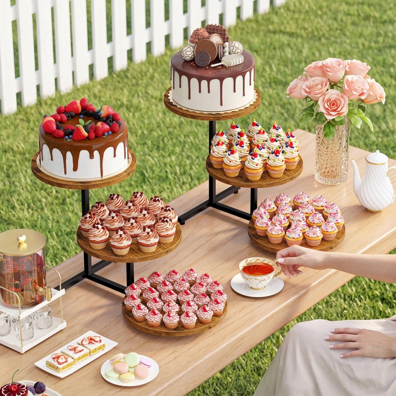 Emfogo Wooden Cupcake Stand, 3 Tier Dessert Table Display Set, Wood Dessert T... gallery