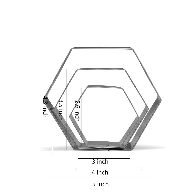 Large Hexagon Cookie Cutter Set 543 3 Piece Stainless Steel gallery
