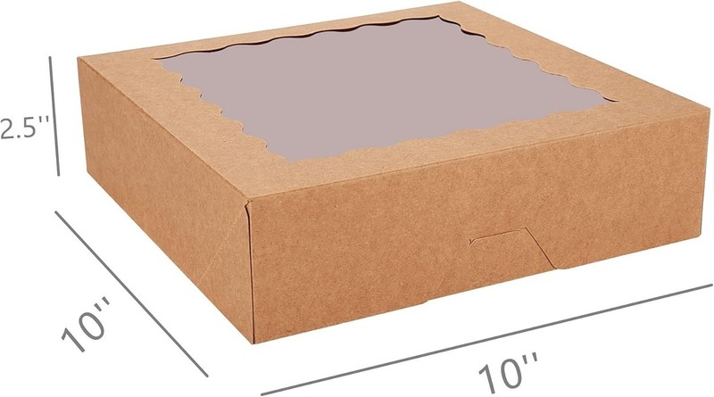 Elegant 30-Pack Auto-Popup Pie Boxes with Window - 10" x 10" x 2.5" Dimension gallery
