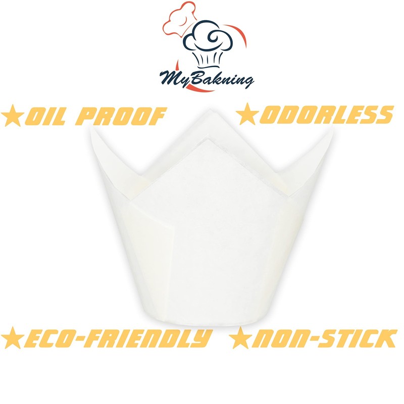 130 PCS Jumbo White Tulip Baking Cups, 2-1/4 Base x 3-3/4 Wall, Liners gallery