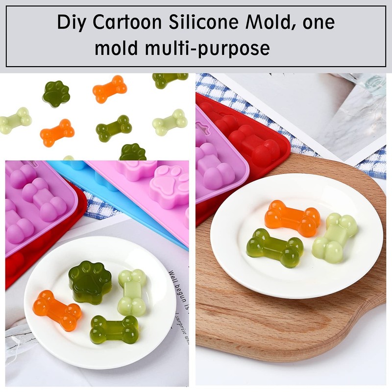 Dog Paw Silicone Mold, Baking Ice Cube Tray, Biscuit Chocolate Candy, Multicolor gallery