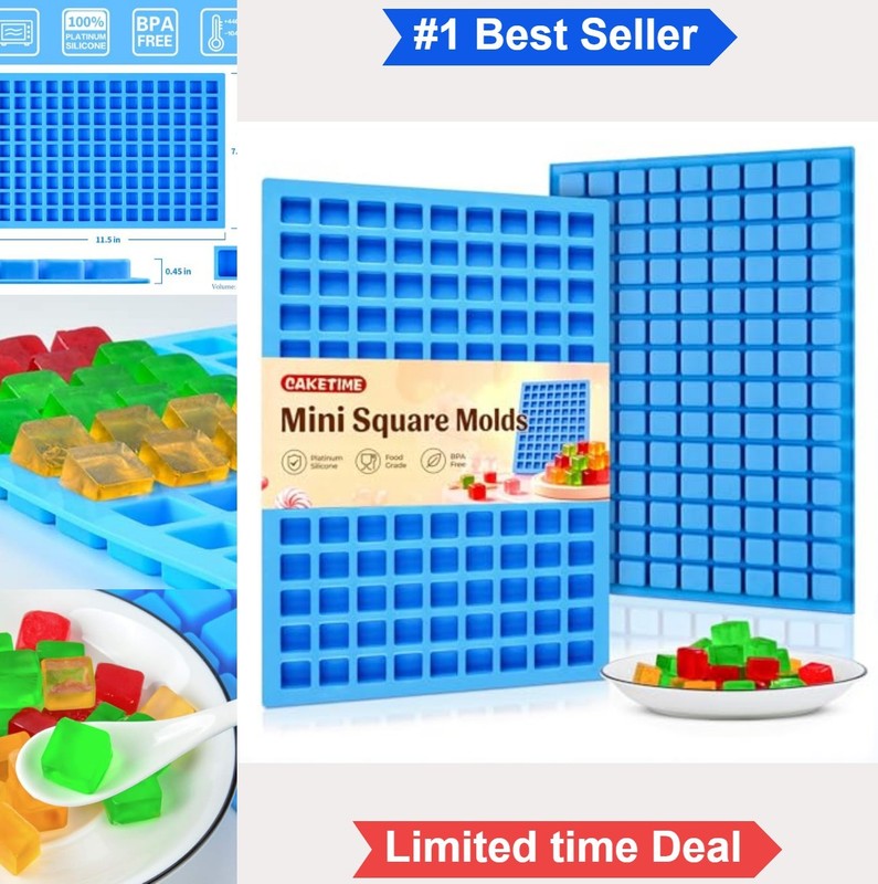 Square Silicone Candy Molds 2 Count 2ml Mini for Hard Chocolate Gummy Ice Cube
