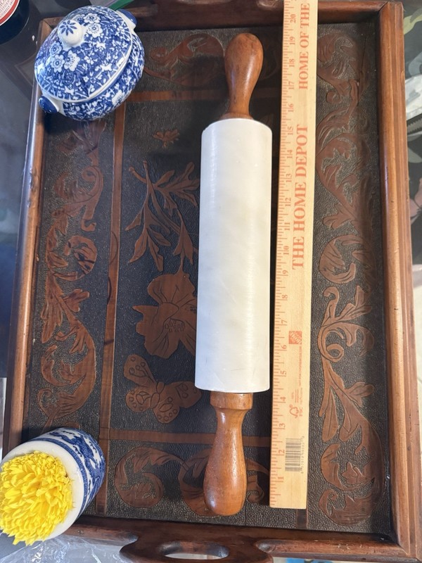 Vintage Marble Rolling Pin w/ Wooden Handles gallery