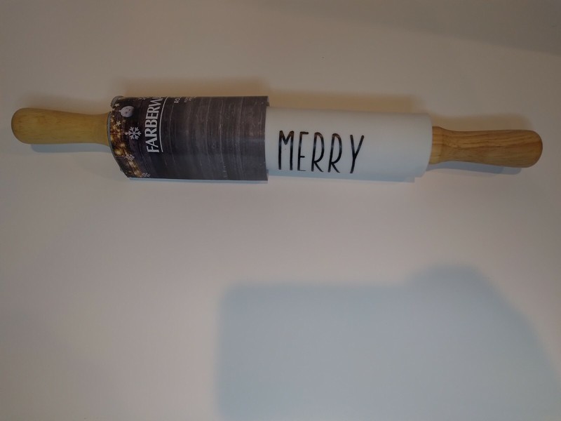 FARBERWARE Merry Silicone Rolling Pin with Wood Handles White gallery