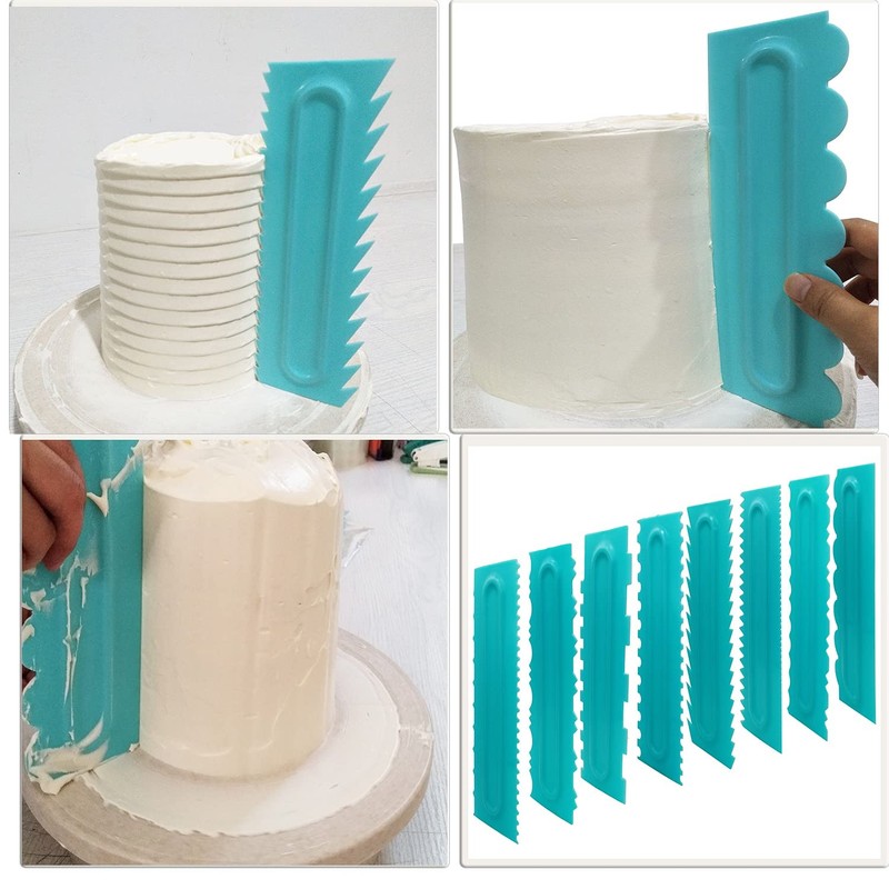 Cake Scraper set of 8 Pack Cake Edge Tools Decorating Icing Smoother Comb,Pla... gallery