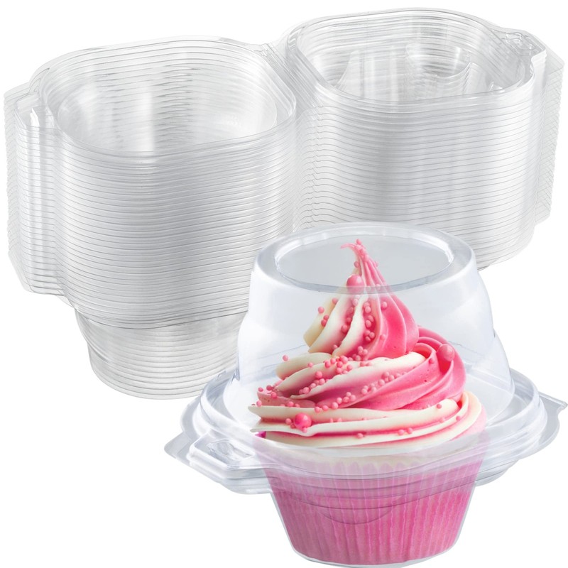 Individual Cupcake Containers 200 Pack | Clear Plastic Disposable Cupcake Box…