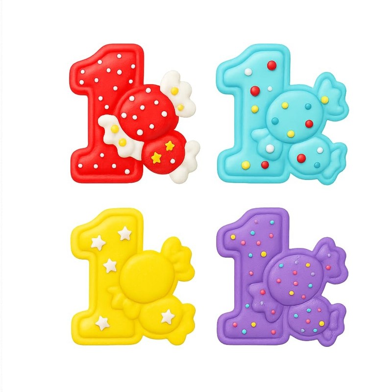 Number 1 with Candy Design Cookie Cutter & Stamp 4x3.2" for Baking & Fondant gallery