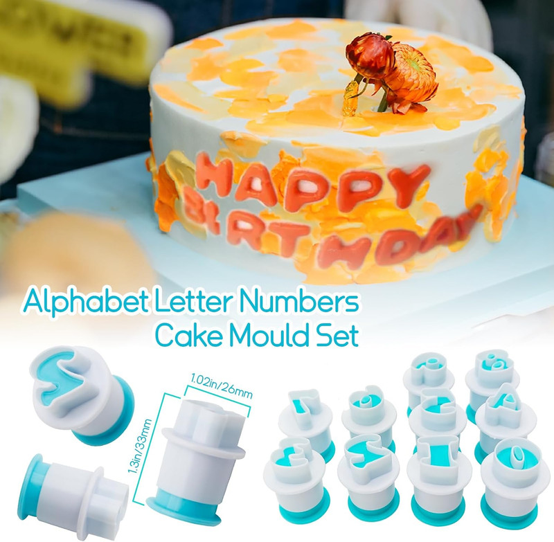 Juego de 26 cortadores de galletas con forma sello galletas letras del alfabeto gallery