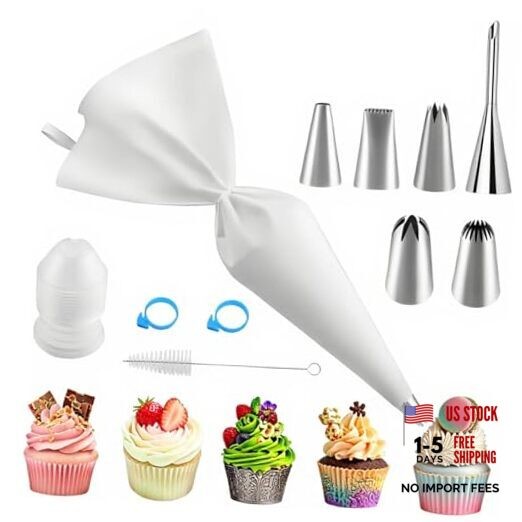 USHYMJT Piping Bags and Tips Setpcs Cotton Pastry Bags with Stainless Steel 11
