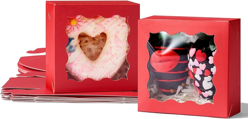 3¼" x 3¼" x 1½" 50PCS Chocolate Truffle Red Boxes 4，Cookies Boxes Soap Boxes gallery