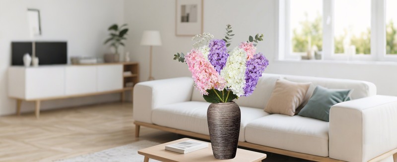 4pcs White Hydrana Artificial Flower, 33.5" Long Stem Real Touch Conical gallery