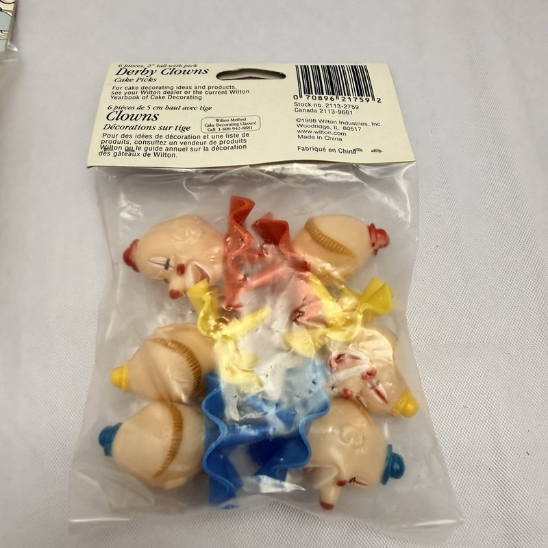 Wilton Derby Clowns & Balloons Cake Picks, Original Packaging, gallery