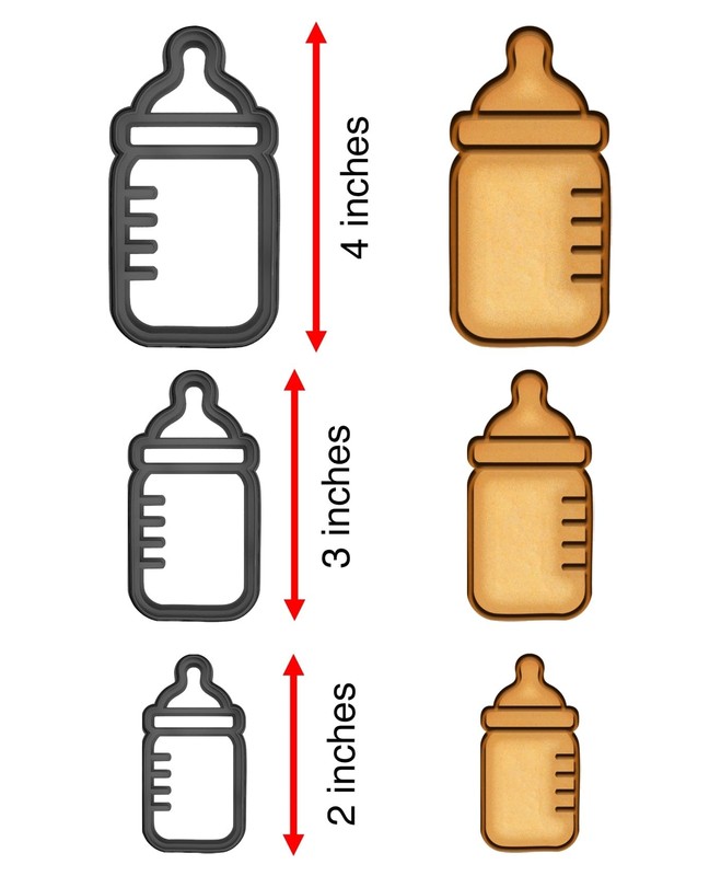 Adorable Baby Bottle Cookie Cutter Set (4", 3", and 2") – (Random Color) gallery
